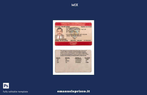 modello di licenza per trasporto nascosto senza restrizioni in stile verificato 